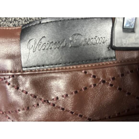 Vicious Denim Vegan Leather Racer Stack Jeans Mens Size 28x38 Brown Boot-Cut Leg - Picture 5 of 8